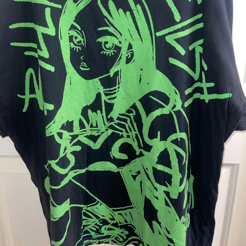 Billie Ellish Graphic Tee Cartoon Drawing